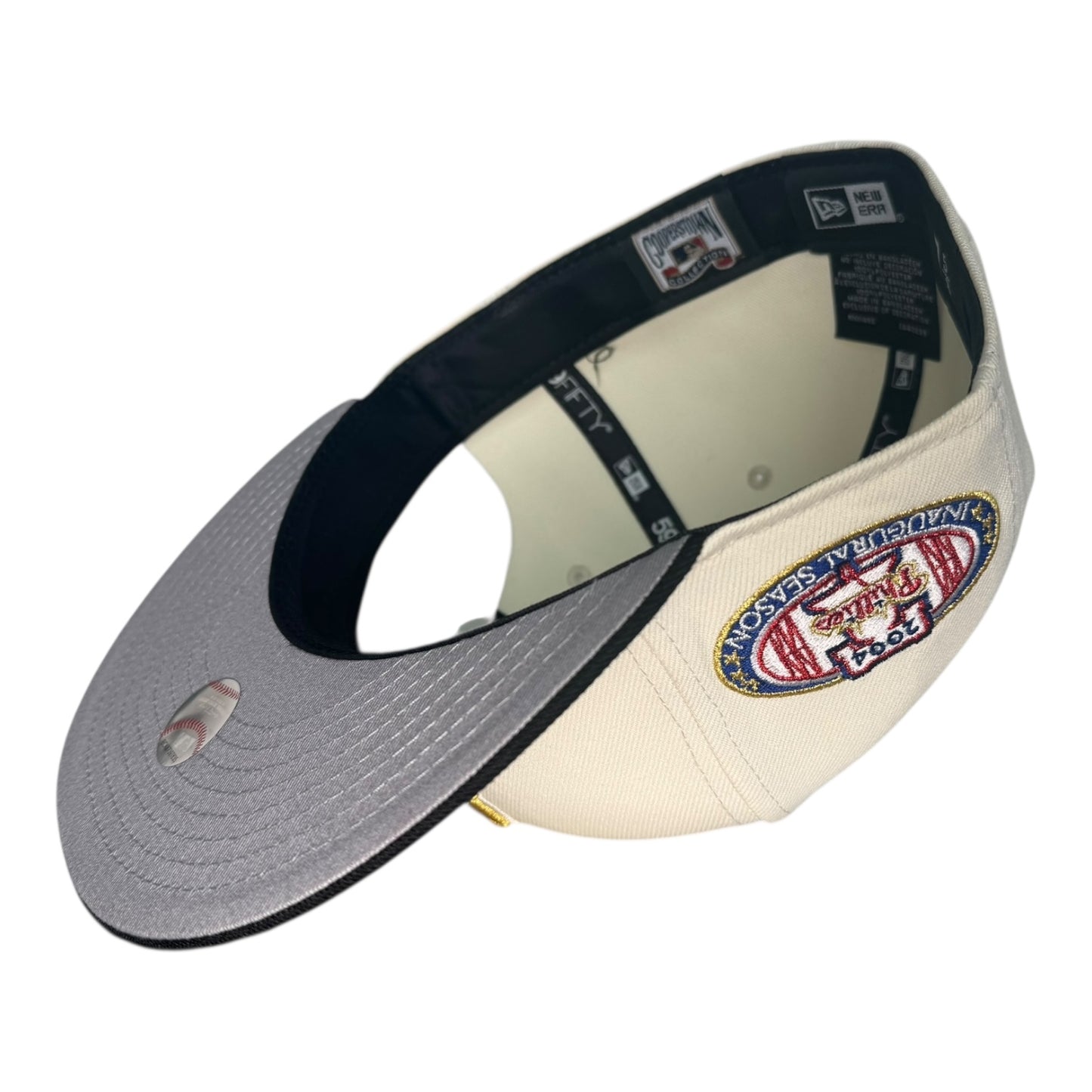 Philadelphia Phillies 2004 Inaugural Season Chrome White/Black New Era 59Fifty Fitted Hat