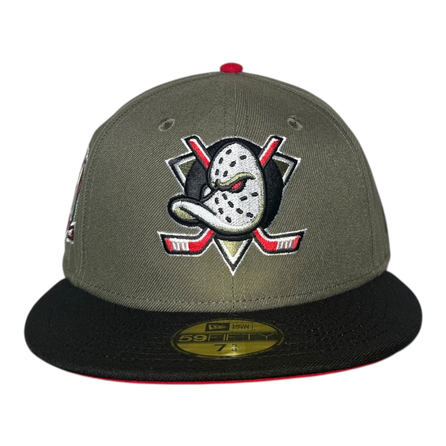 Anaheim Mighty Ducks Black Visor Red Bottom 30th Anniversary Side Patch New Era 59Fifty Fitted