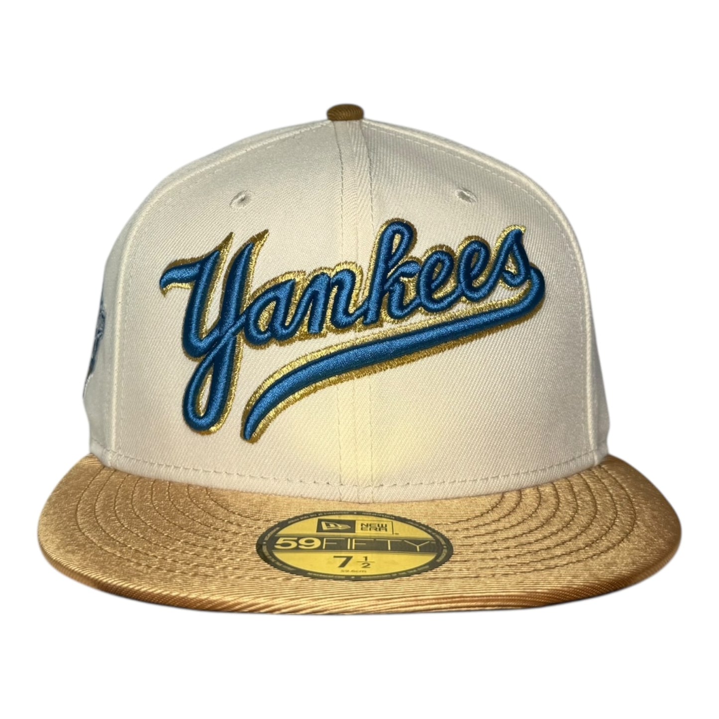 New York Yankees 1998 World Series New Era 59Fifty Fitted Hat Chrome White Metallic Gold Visor