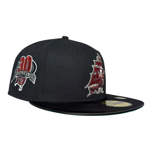 Tampa Bay Buccaneers 30 Seasons Black Satin Brim New Era 59Fifty Fitted Hat