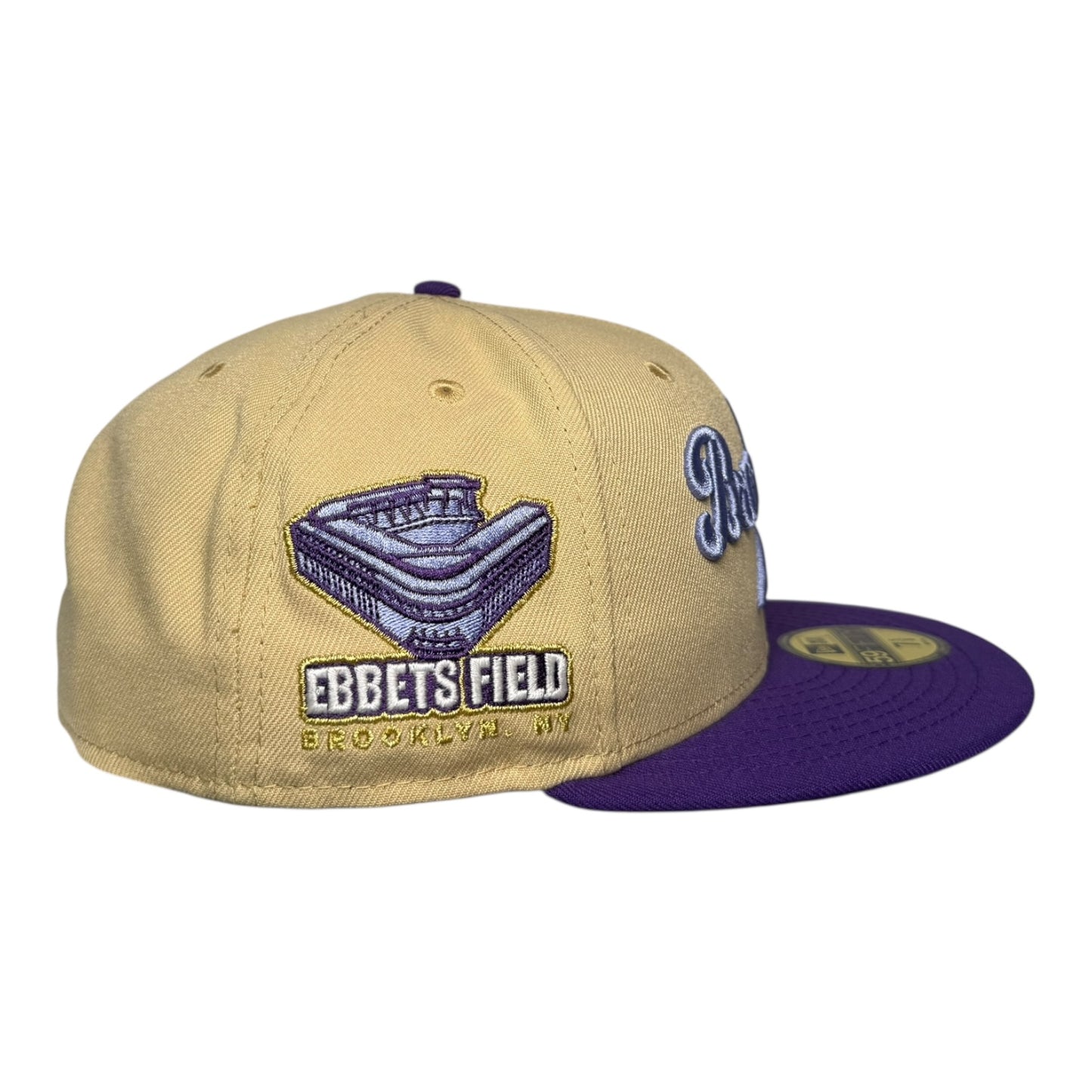 Brooklyn Dodgers Ebbets Field Homegame NYC New Era 59Fifty Fitted Hat Vegas Gold/Deep Purple
