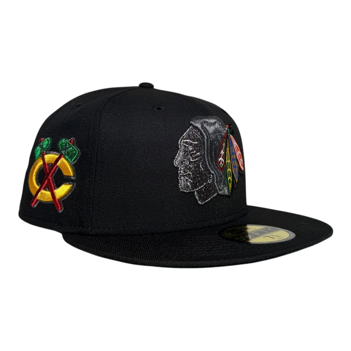 Chicago Blackhawks Tomahawk Logo New Era 59Fifty Fitted Hat Green UV