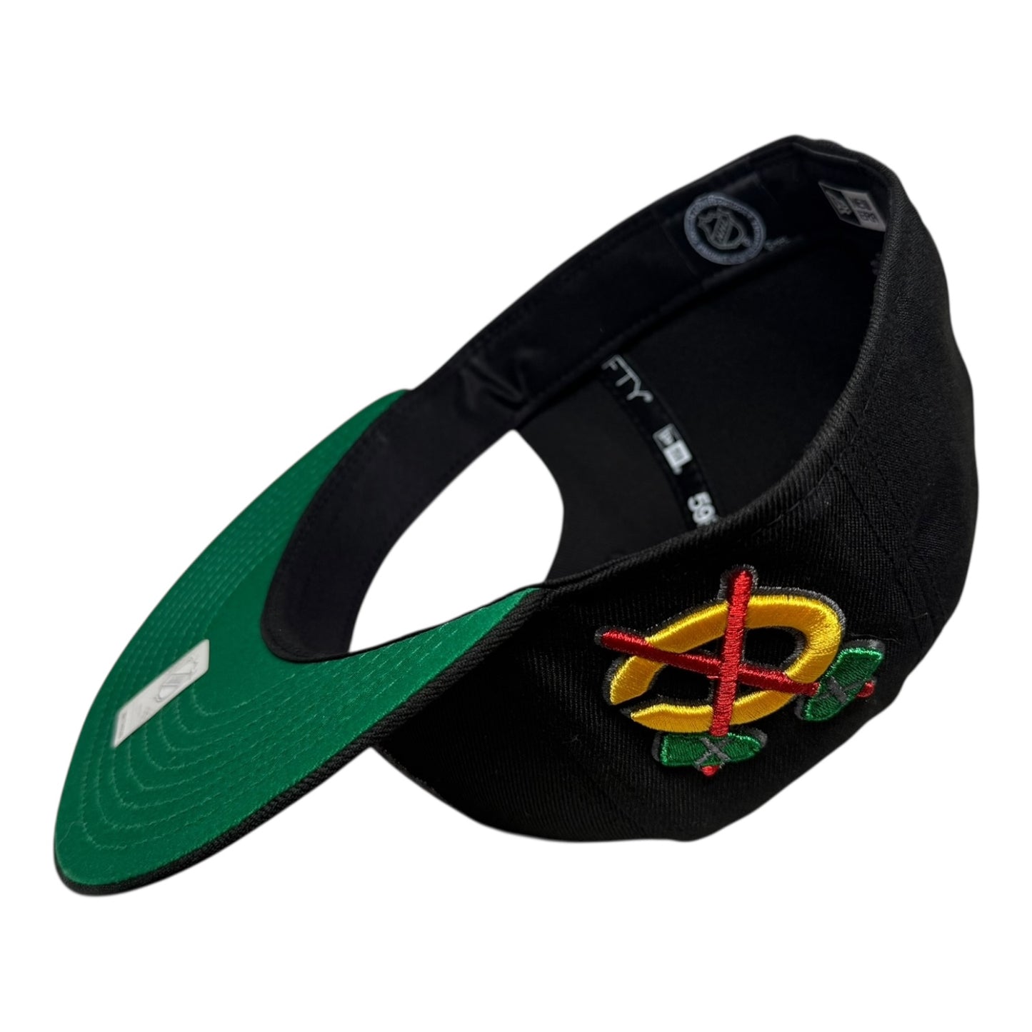 Chicago Blackhawks Tomahawk Logo New Era 59Fifty Fitted Hat Green UV