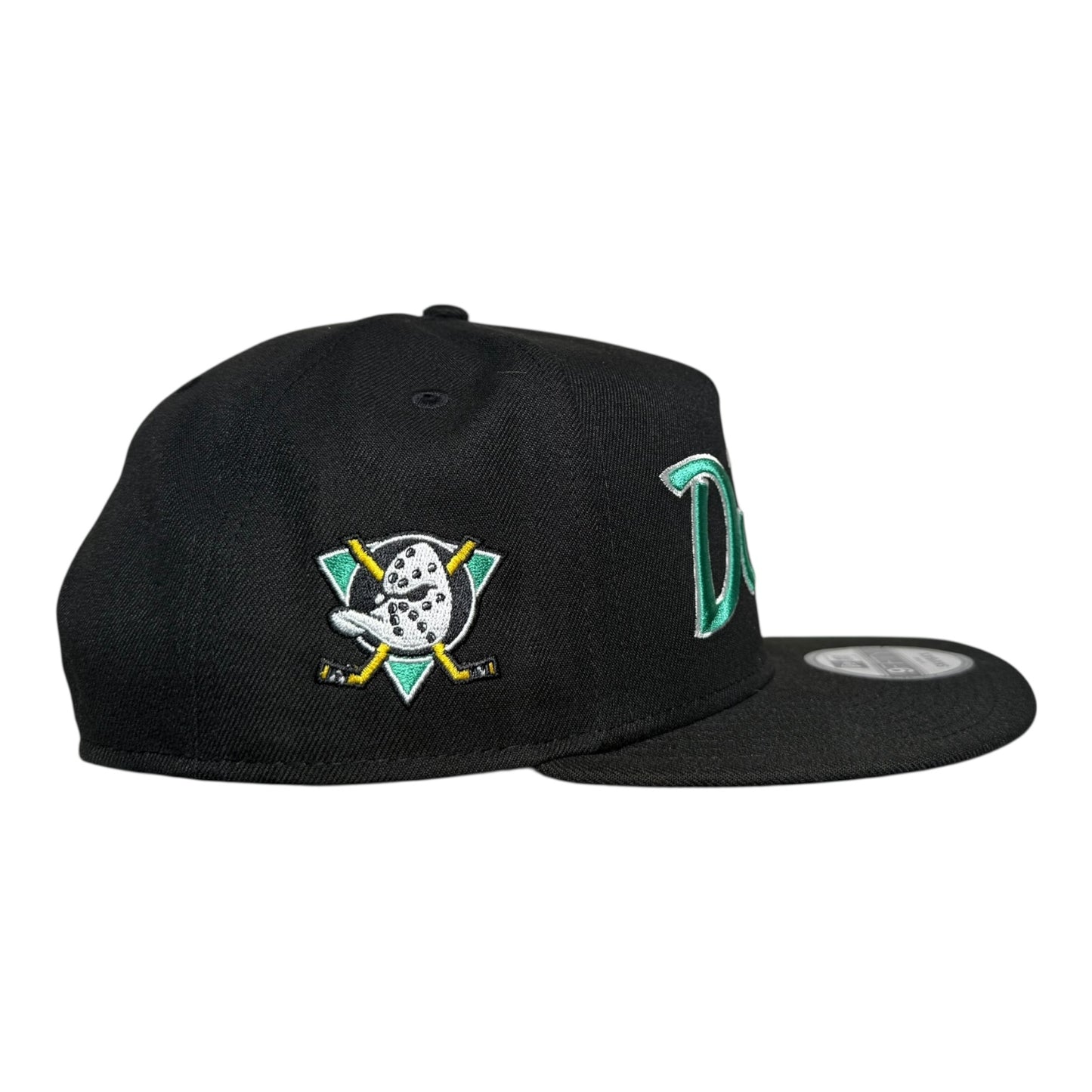 Anaheim Ducks Script Logo Vintage Side Patch New Era 59Fifty Snapback Hat
