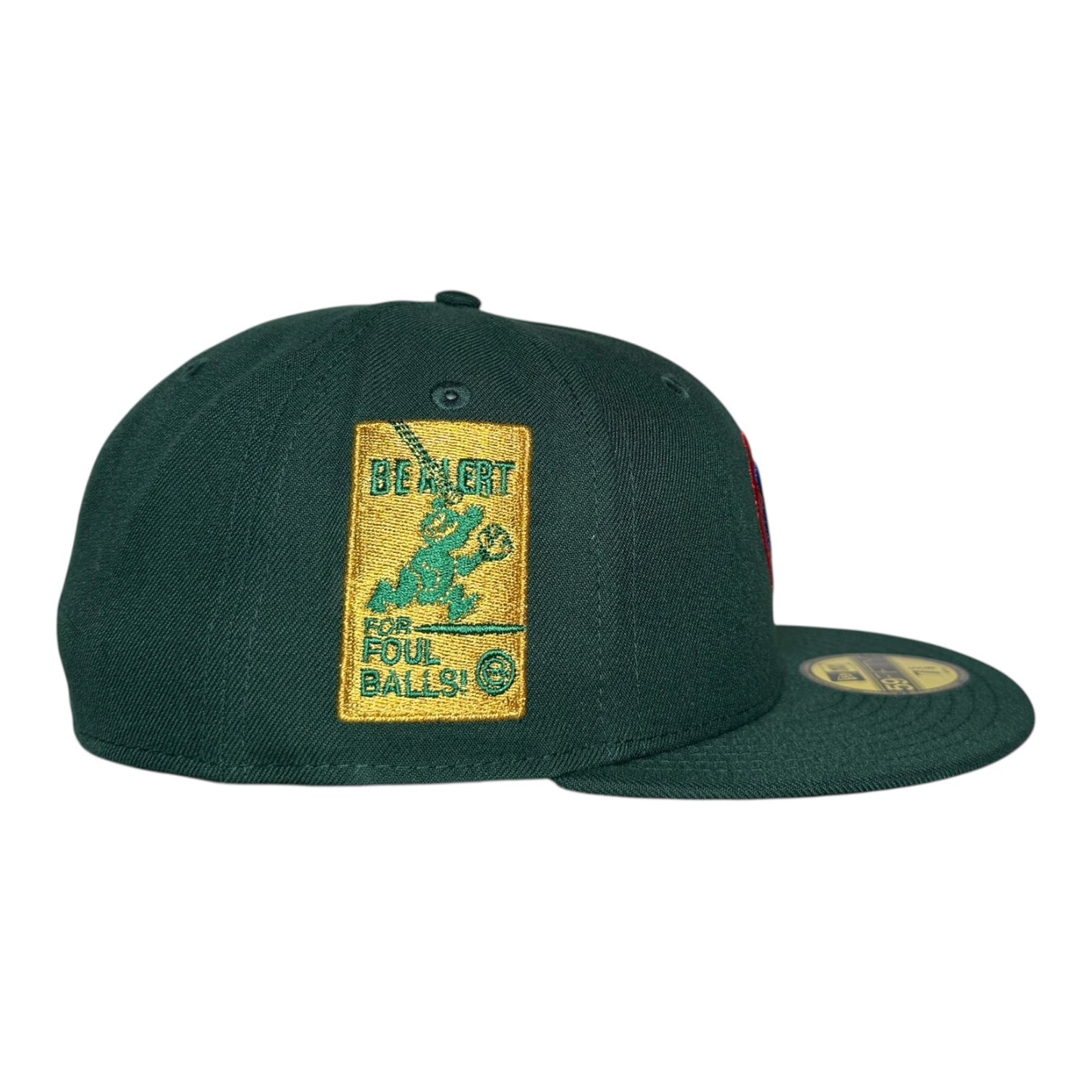 Chicago Cubs Be Alert for Foul Balls Hat Club New Era 59Fifty Fitted Hat Green