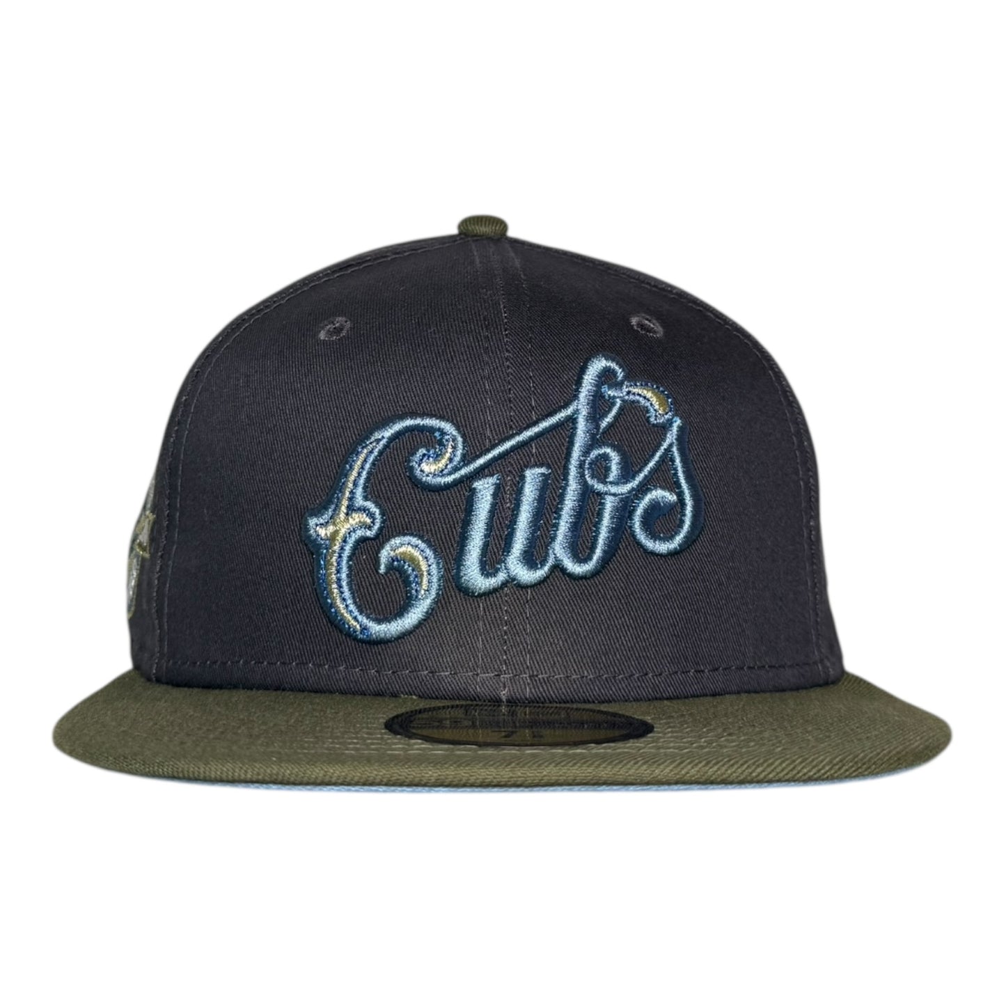 Chicago Cubs 100 Years at Wrigley Field New Era 59Fifty Fitted Hat Graphite Olive Birdseye Blue