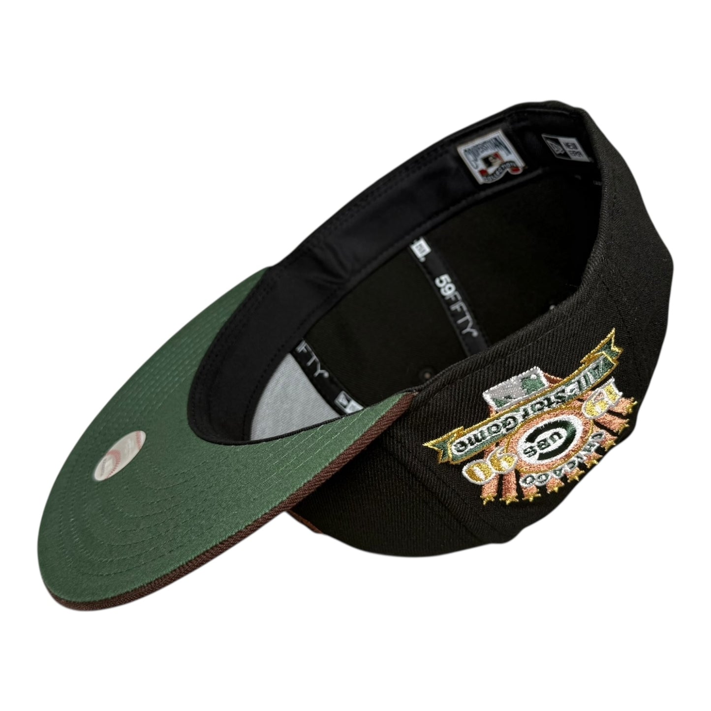 Chicago Cubs 1990 All Star Game New Era 59Fifty Fitted Hat Black Brown Cilantro