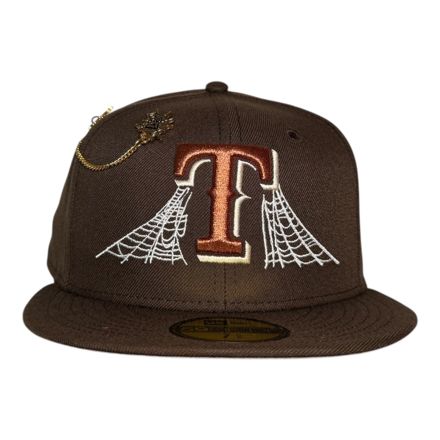 Texas Rangers Spider Pin Halloween Brown New Era 59Fifty Fitted Hat