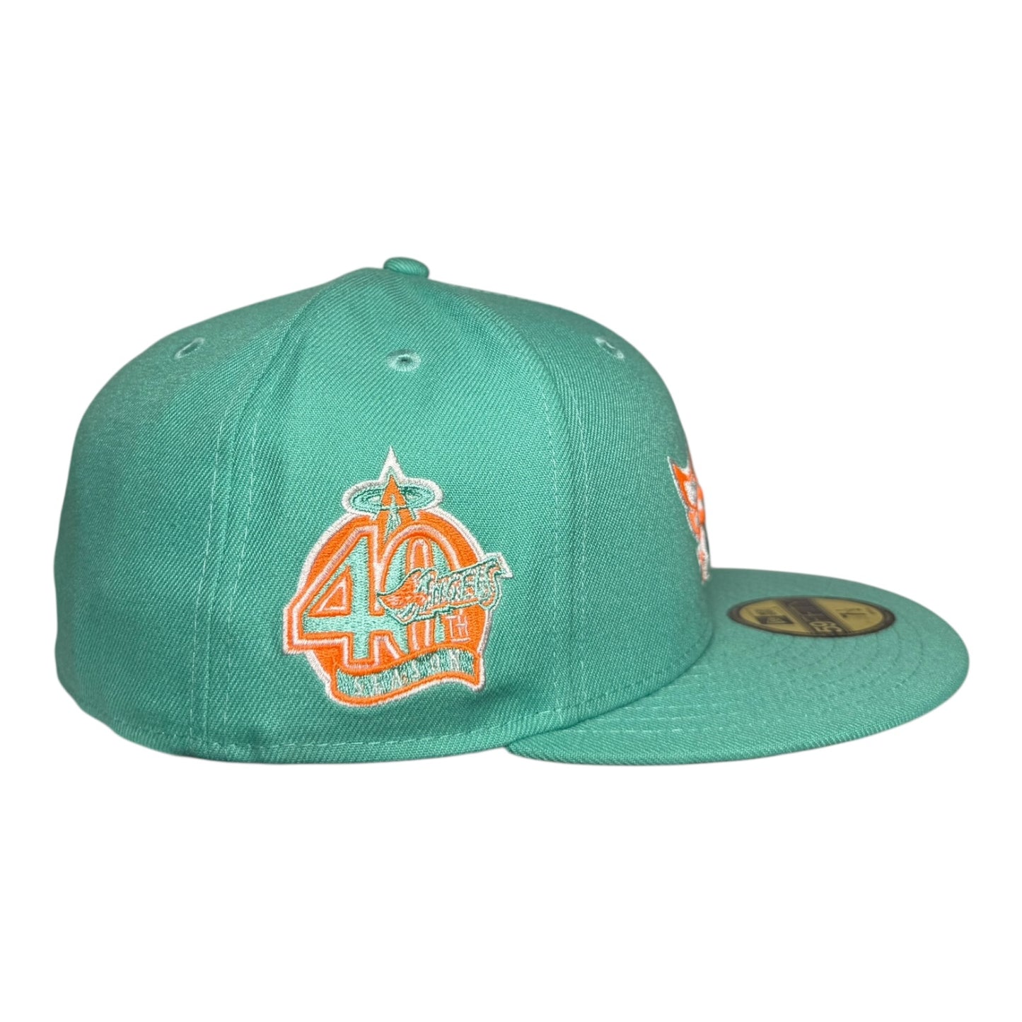 Los Angeles Angels 40th Anniversary New Era 59Fifty Fitted Hat Teal Orange UV