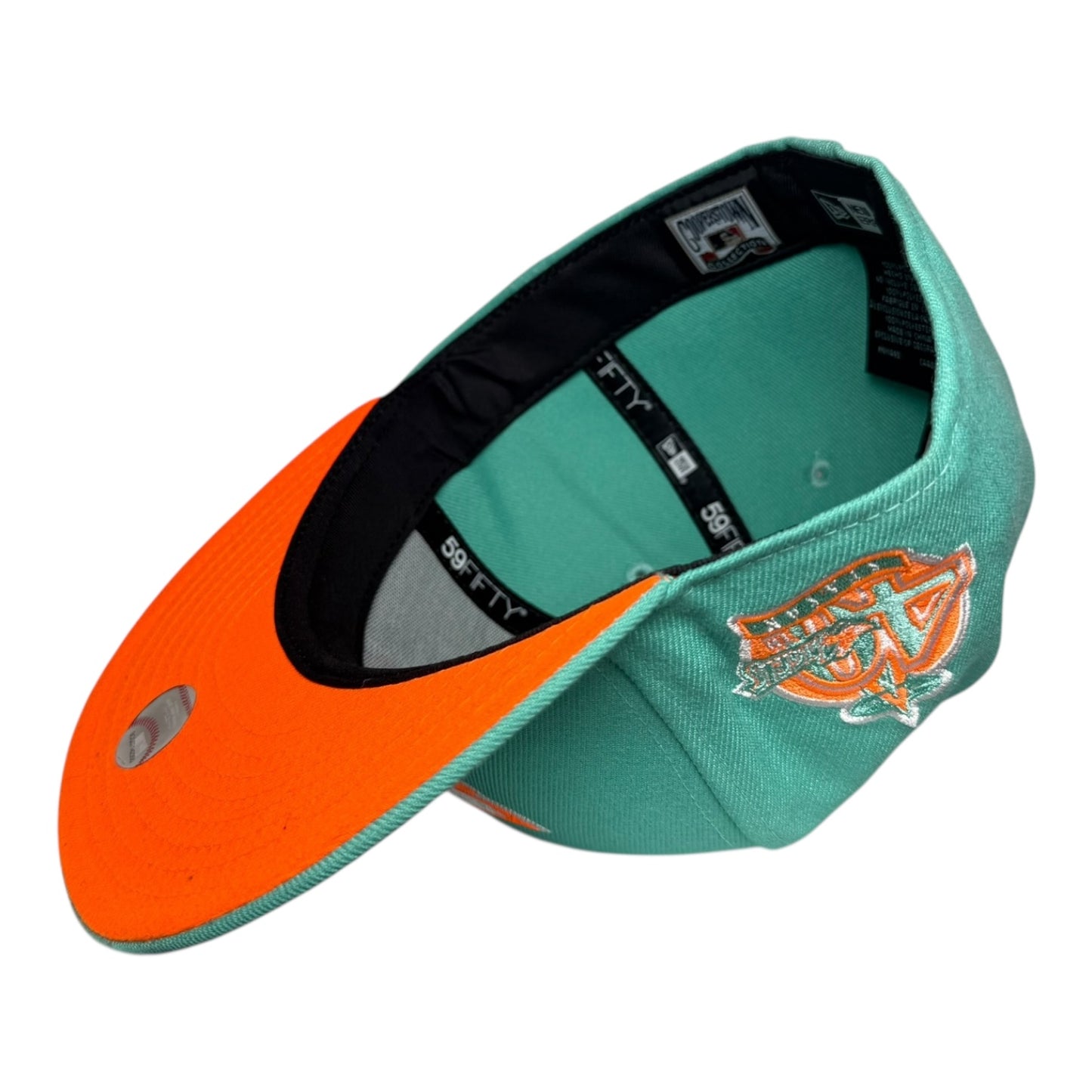 Los Angeles Angels 40th Anniversary New Era 59Fifty Fitted Hat Teal Orange UV