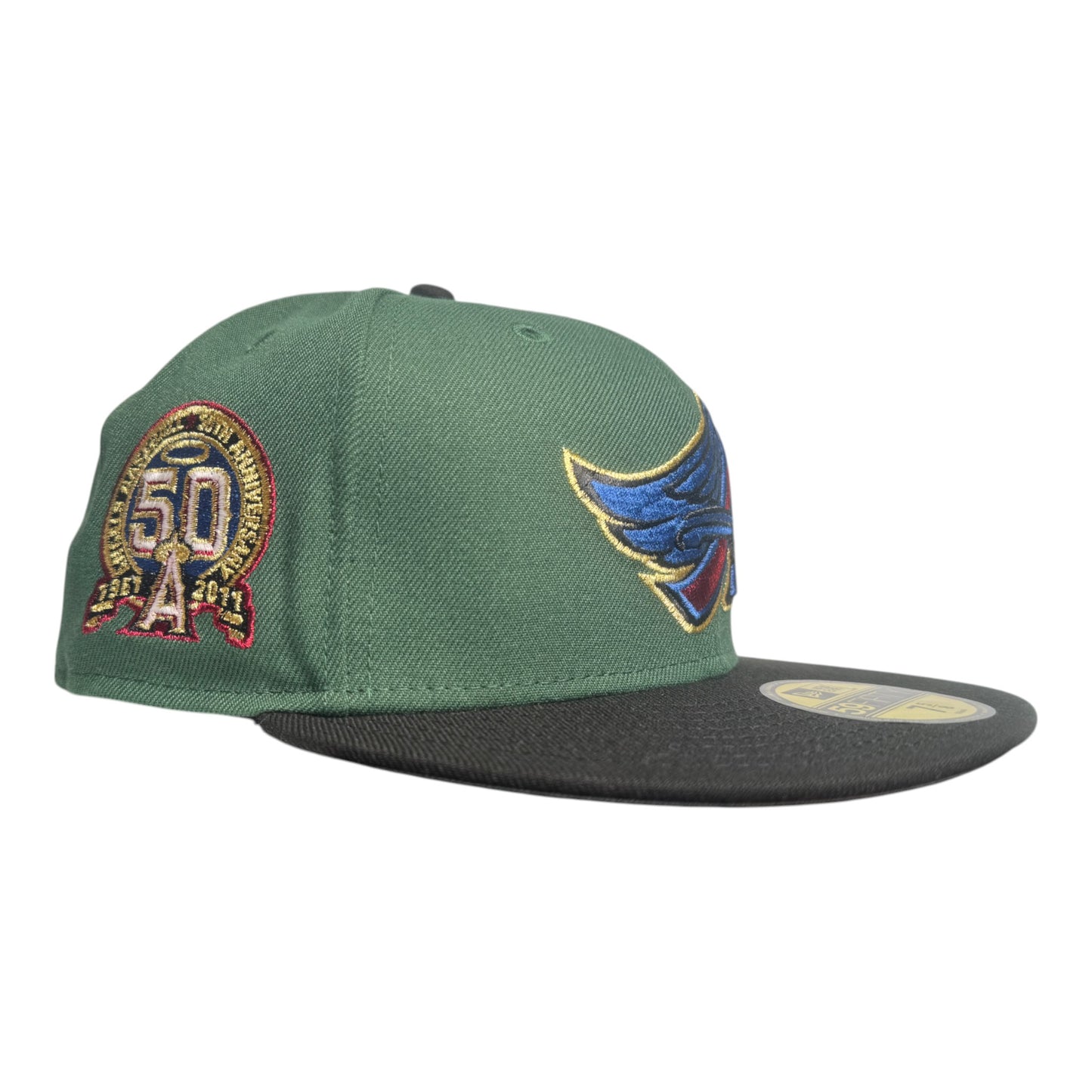 Los Angeles Angels Black Visor Gray Bottom 50th Anniversary Patch New Era 59Fifty Fitted