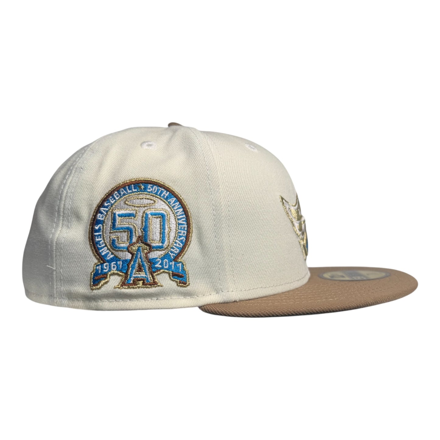 Angels Ivory/Khaki Metallic 50th Anniversary New Era 59Fifty Fitted Hat