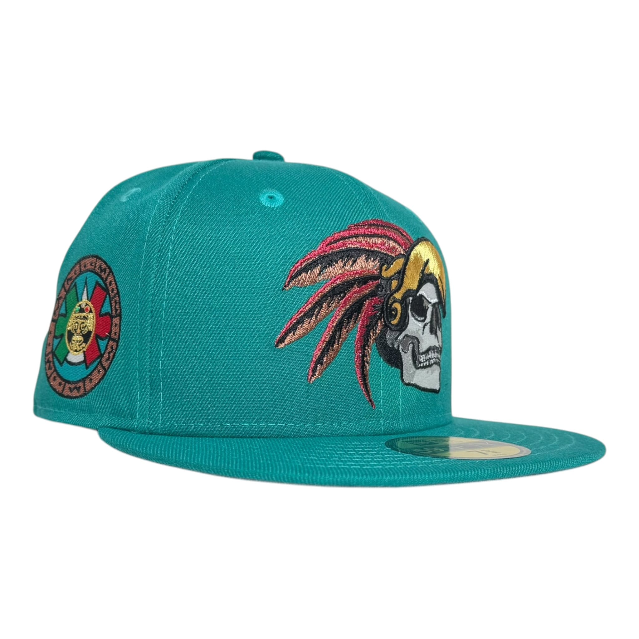 New Era Mexico Aztec Skull Teal Prime Edition 59Fifty Fitted Cap – The ...
