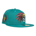 New Era Mexico Aztec Skull Teal Prime Edition 59Fifty Fitted Cap