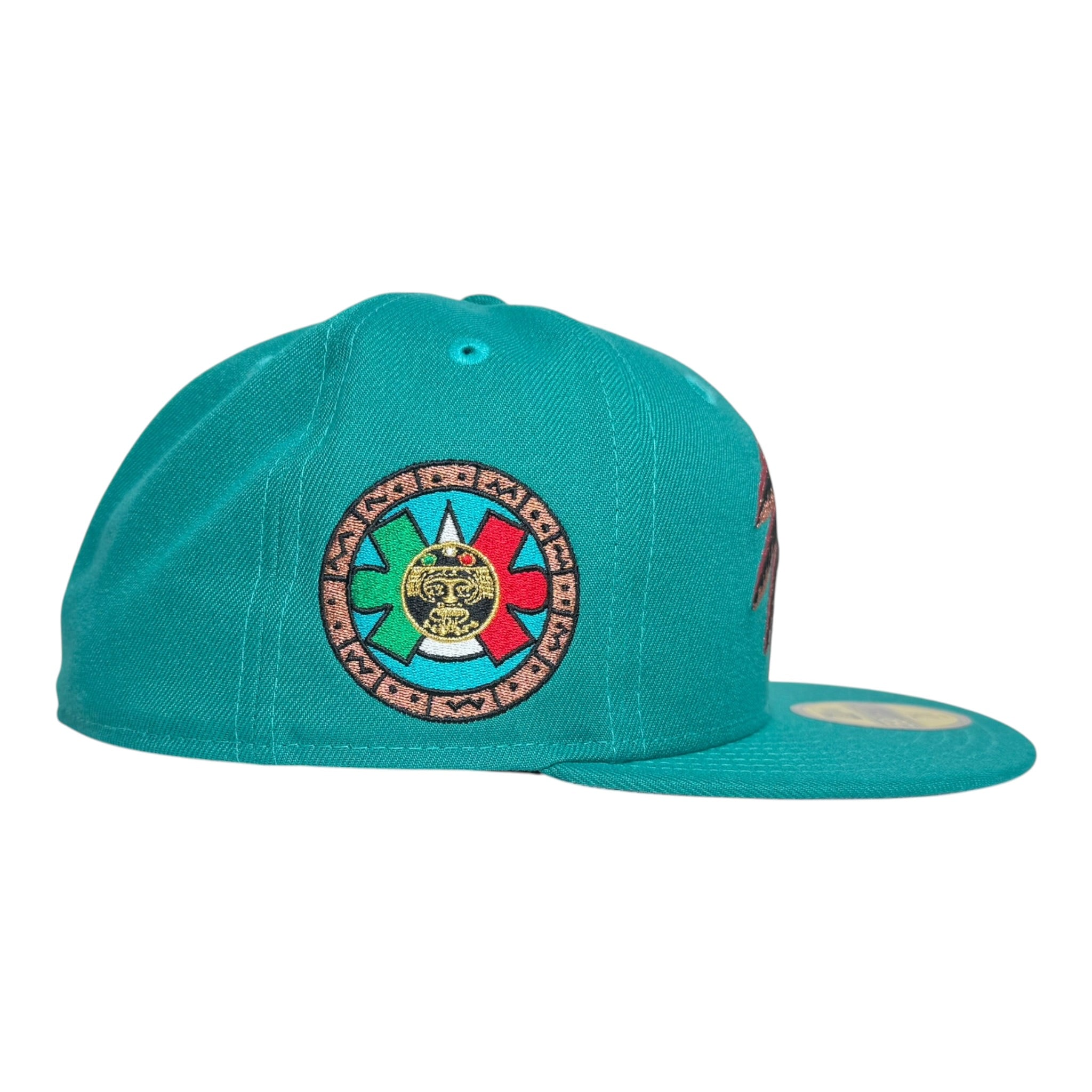 New Era Mexico Aztec Skull Teal Prime Edition 59Fifty Fitted Cap