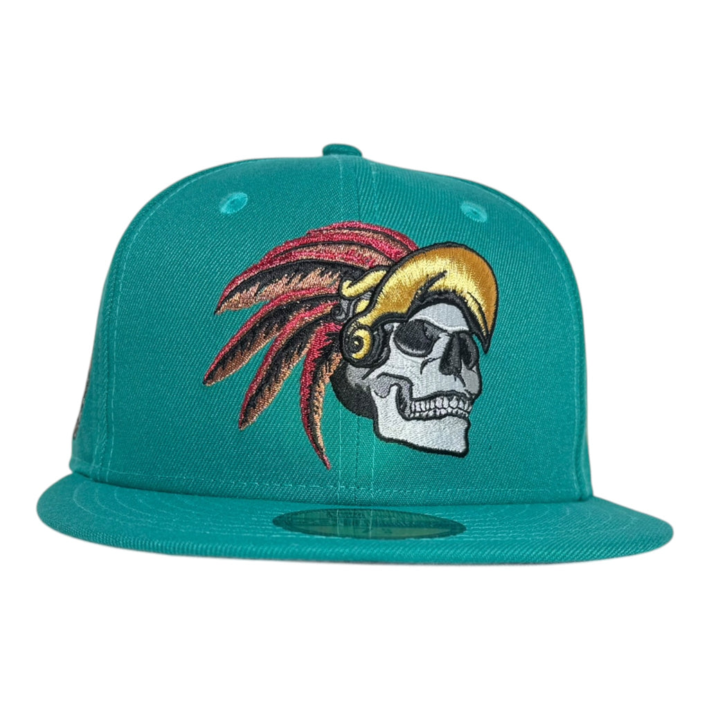 New Era Mexico Aztec Skull Teal Prime Edition 59Fifty Fitted Cap