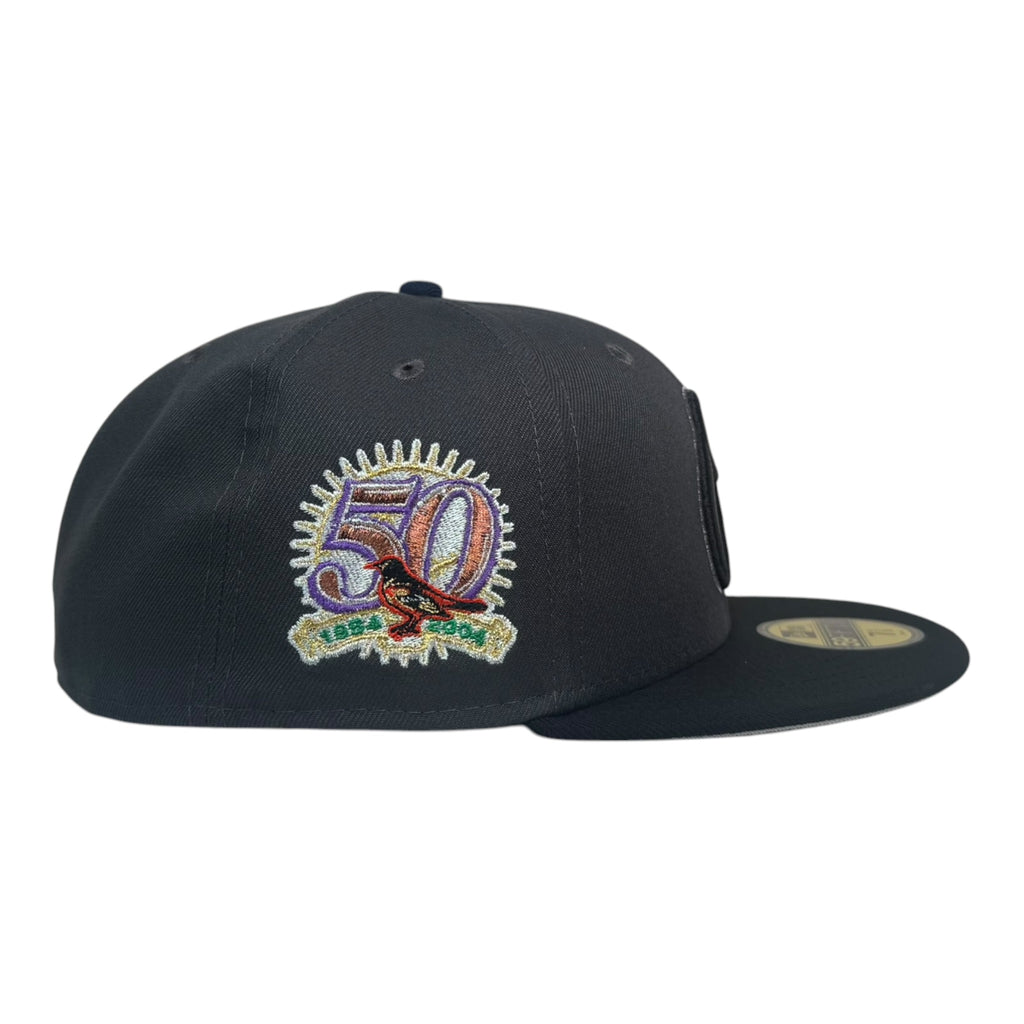 New Era Baltimore Orioles “Hamsterdam 3.0” @_t.v.b Rushmore LA 59Fifty Fitted Hat (Metallic Black Pearl logo)