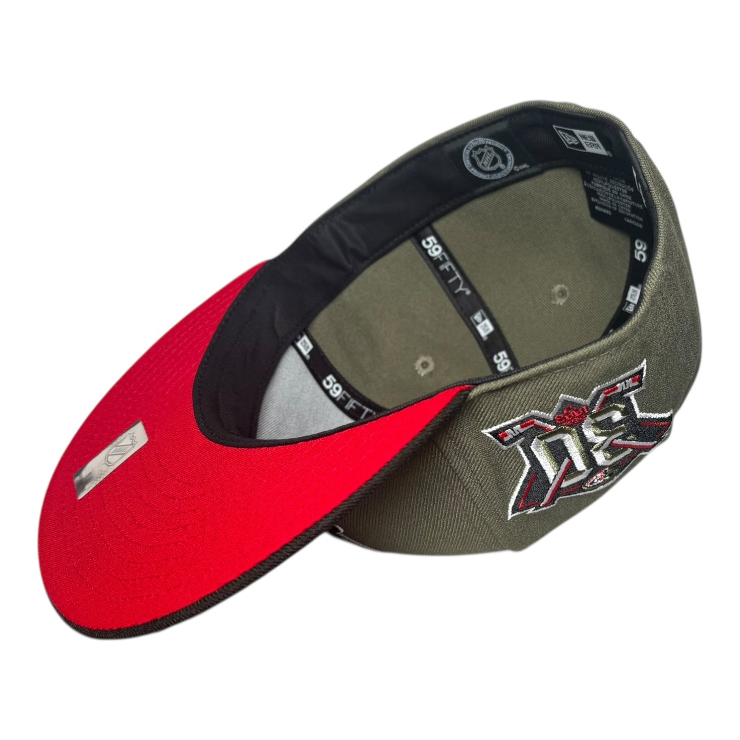 Anaheim Mighty Ducks Black Visor Red Bottom 30th Anniversary Side Patch New Era 59Fifty Fitted