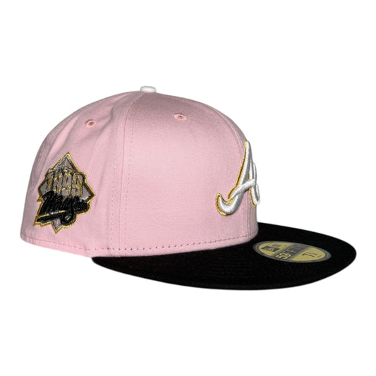 Atlanta Braves Pink and Black 1999 WS Patch New Era 59FIFTY Fitted Hat