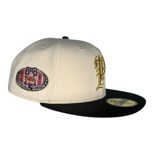 Philadelphia Phillies 2004 Inaugural Season Chrome White/Black New Era 59Fifty Fitted Hat
