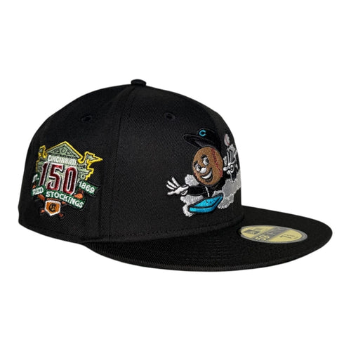 The Hat Wall Cincinnati Reds Mascot 150th Anniversary Capanova Custom & EazyDuzIt Pack New Era 59Fifty Fitted Hat