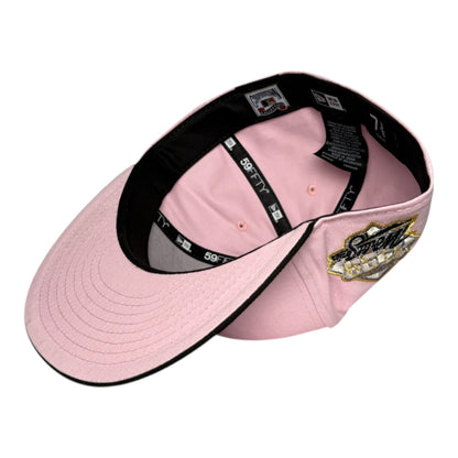 Atlanta Braves Pink and Black 1999 WS Patch New Era 59FIFTY Fitted Hat