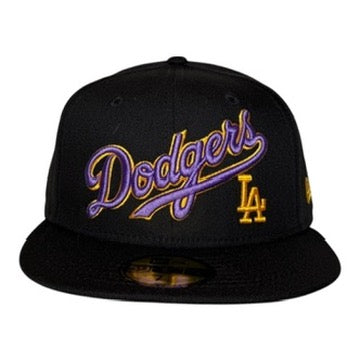 Los Angeles Dodgers Wordmark Purple Gold New Era 59Fifty Fitted Hat