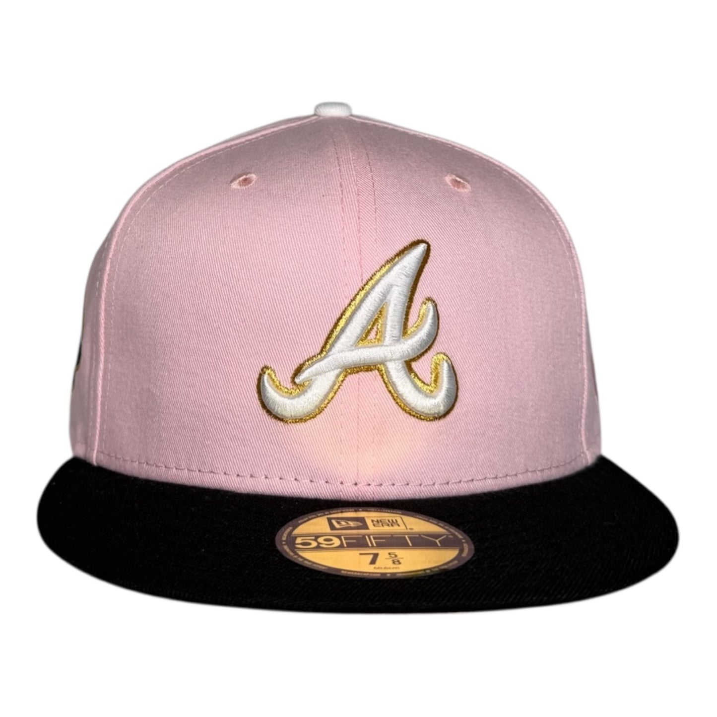 Atlanta Braves Pink and Black 1999 WS Patch New Era 59FIFTY Fitted Hat