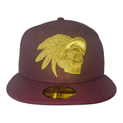 Mexico Aztec Skull Warrior 24K Maroon Prime Edition New Era 59Fifty Fitted