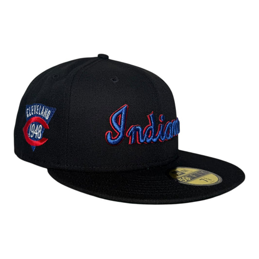 Cleveland Indians Throwback Edition Black Metallics New Era 59Fifty Fitted Hat