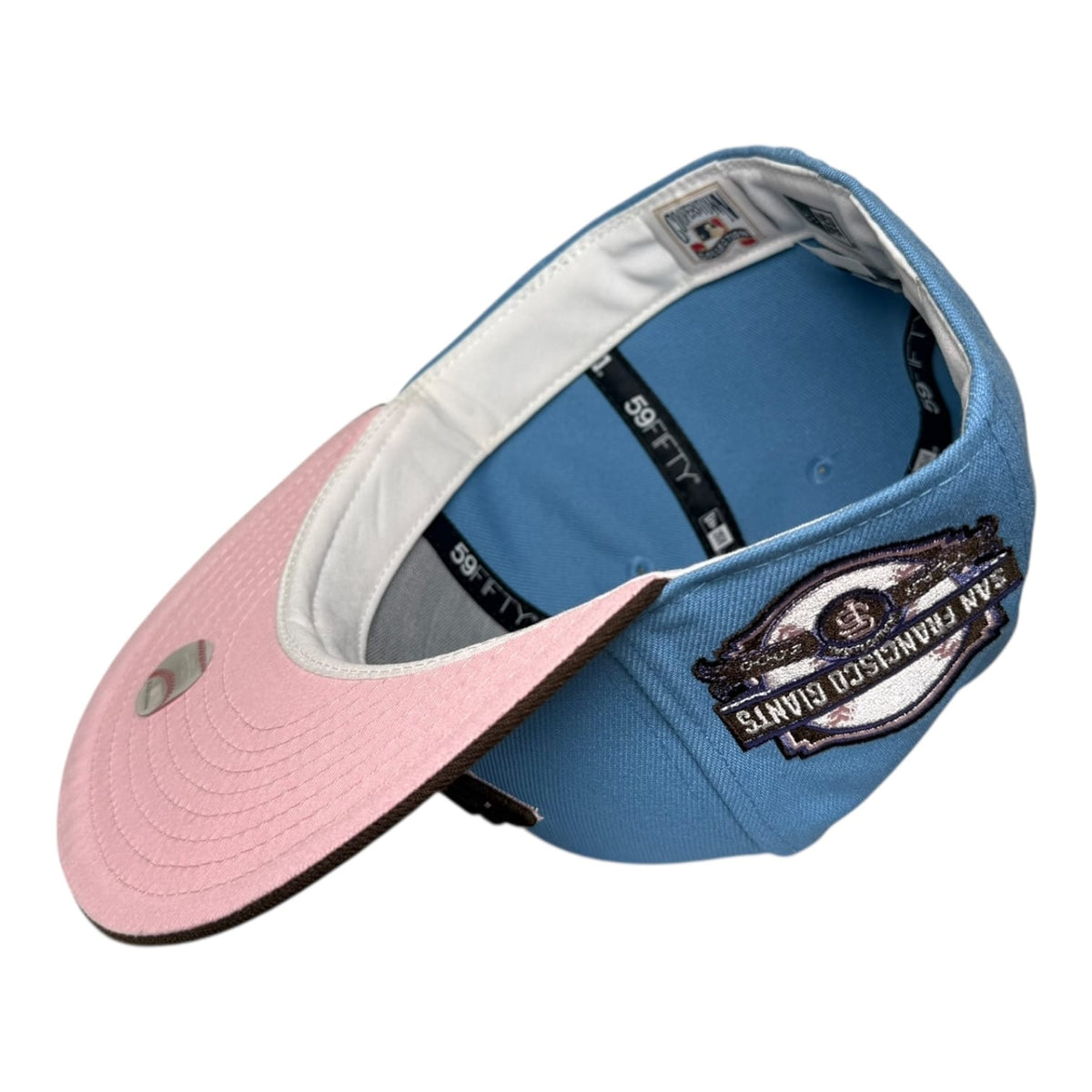 The Hat Wall San Francisco Giants 2000 Inaugural Season Sky Blue Pink UV New Era 59Fifty Fitted Hat