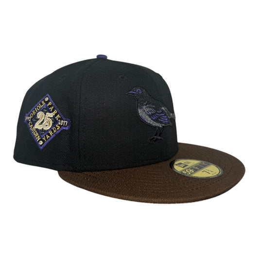 Baltimore Orioles 25th Anniversary Black Brown 2 Tone New Era 59Fifty Fitted Hat
