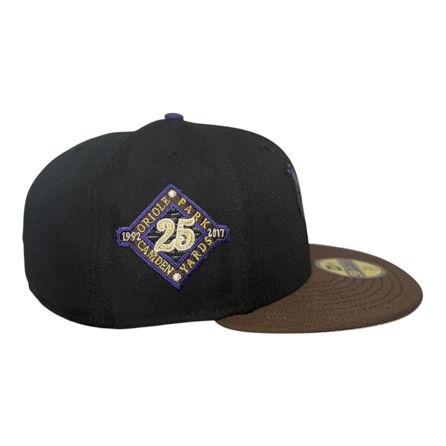 Baltimore Orioles 25th Anniversary Black Brown 2 Tone New Era 59Fifty Fitted Hat