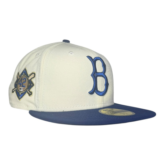 Brooklyn Dodgers Jackie Robinson White Dome Hat Club New Era 59Fifty Fitted Hat