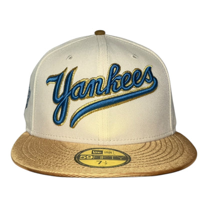 New York Yankees 1998 World Series New Era 59Fifty Fitted Hat Chrome White Metallic Gold Visor