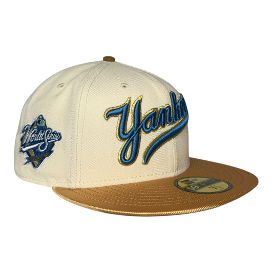 New York Yankees 1998 World Series New Era 59Fifty Fitted Hat Chrome White Metallic Gold Visor