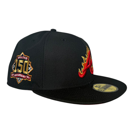 Atlanta Braves 150th Anniversary Black Fire Edition New Era 59Fifty Fitted Hat