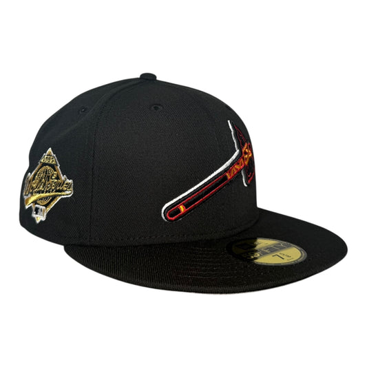 Atlanta Braves Black Tomahawk Leon In the Lab 1995 World Series New Era 59Fifty Fitted Hat
