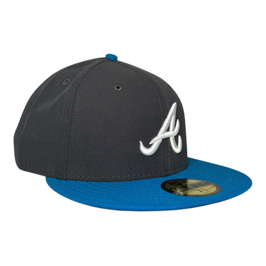 Atlanta Braves Dark Gray Crown Blue Visor New Era 59Fifty Fitted Hat
