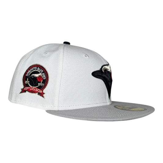 White Toronto Blue Jays "Jordan 4 Cement" Gray Visor White Bottom 30th Season Side Patch New Era 59Fifty Fitted