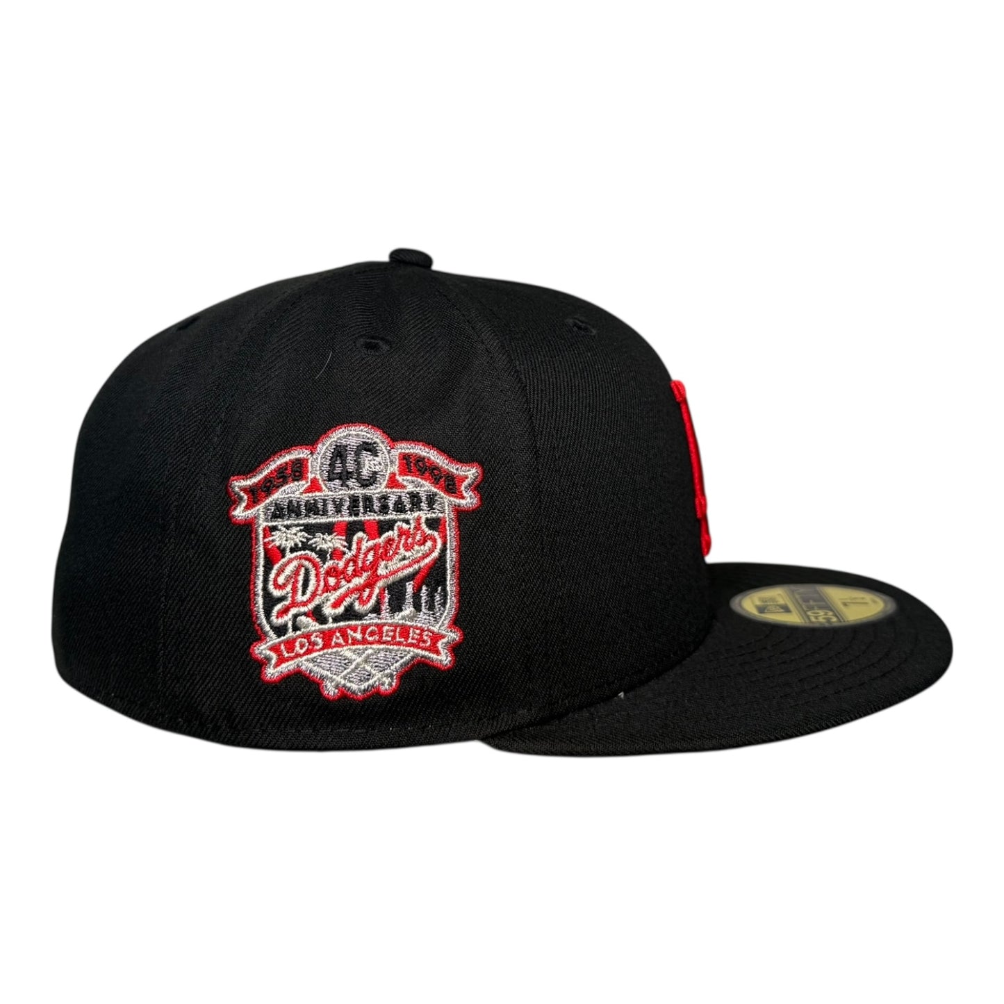 Los Angeles Dodgers 40th Anniversary Black and Red Satin UV New Era 59Fifty Fitted Hat