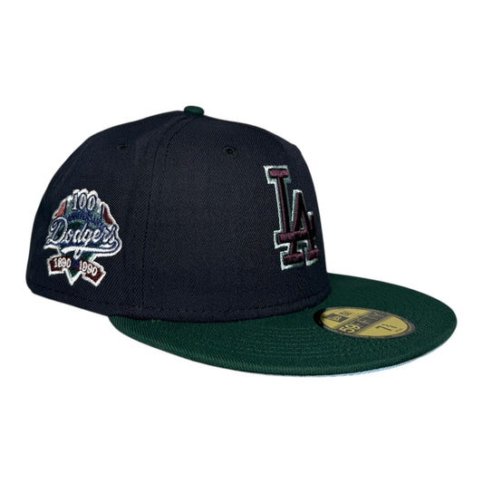 Los Angeles Dodgers 100th Anniversary Navy Dark Green New Era 59Fifty Fitted Hat