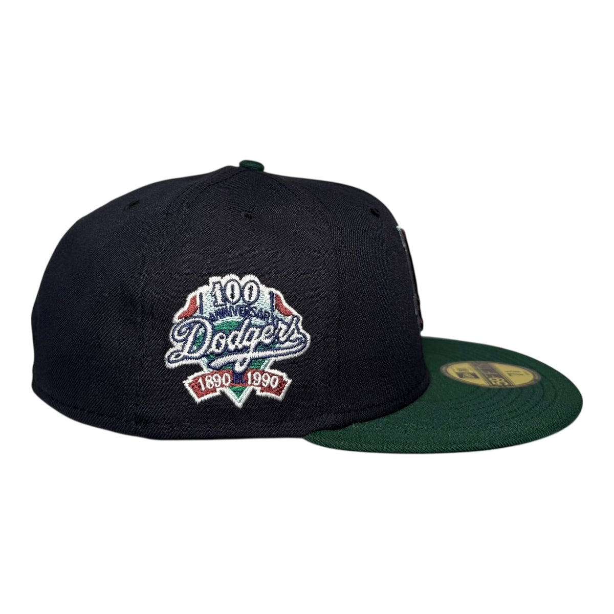 The Hat Wall Los Angeles Dodgers 100th Anniversary Navy Dark Green New Era 59Fifty Fitted Hat