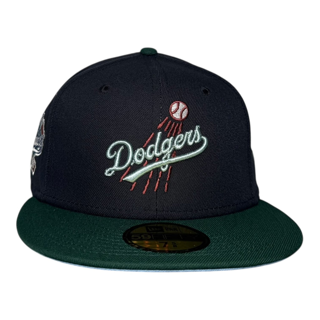 The Hat Wall Los Angeles Dodgers 100th Anniversary Navy Dark Green Script New Era 59Fifty Fitted Hat