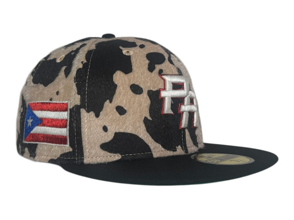 The Hat Wall New Era Puerto Rico Cow Print Green UV 59Fifty Fitted Hat