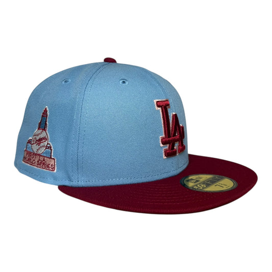 Los Angeles Dodgers 1st World Series New Era 59Fifty Fitted Hat Sky Blue/Cardinal