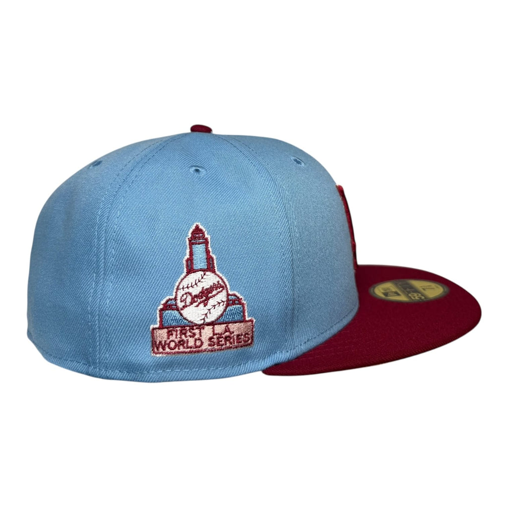 The Hat Wall Los Angeles Dodgers 1st World Series New Era 59Fifty Fitted Hat Sky Blue/Cardinal