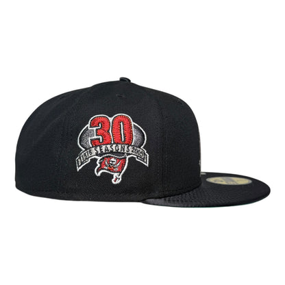 Tampa Bay Buccaneers 30 Seasons Black Satin Brim New Era 59Fifty Fitted Hat