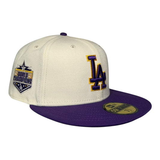 Los Angeles Dodgers 2020 World Champions New Era 59Fifty Fitted Hat Purple Yellow UV