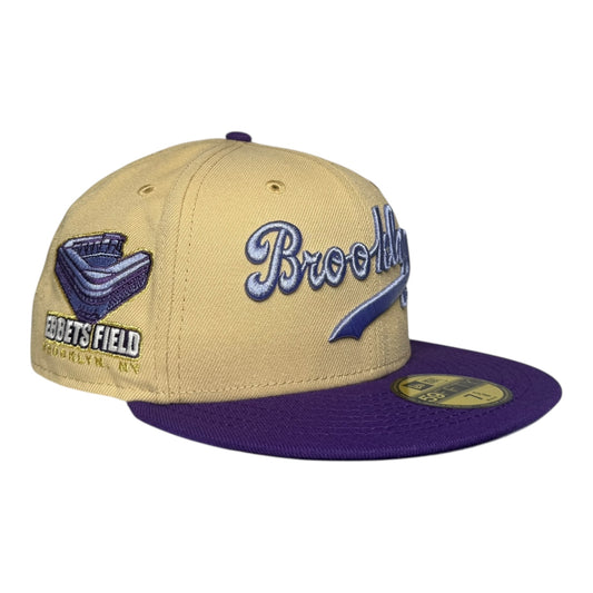 Brooklyn Dodgers Ebbets Field Homegame NYC New Era 59Fifty Fitted Hat Vegas Gold/Deep Purple
